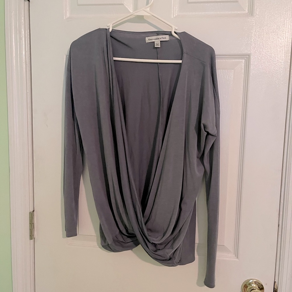 Grey swoop shirt- long sleeve